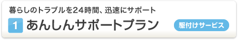 (1)あんしんサポートプラン[駆付けサービス] 暮らしのトラブルを24時間、迅速にサポート