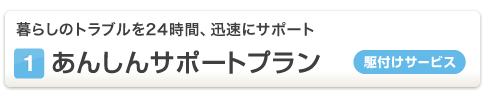 (1)あんしんサポートプラン[駆付けサービス] 暮らしのトラブルを24時間、迅速にサポート
